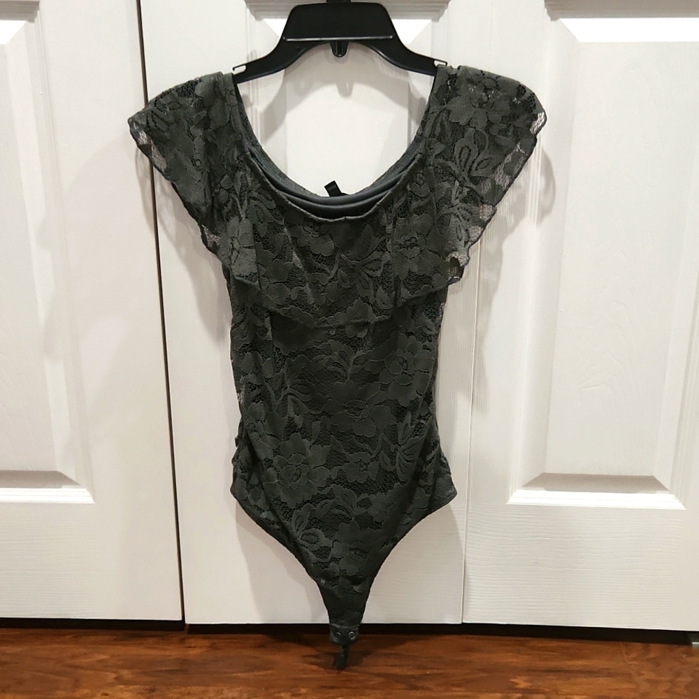 Dark green lace bodysuit
